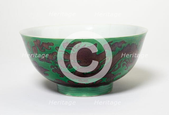 Bowl with Dragons, Qing dynasty (1644-1911), Kangxi reign mark and period (1662-1722). Creator: Unknown.