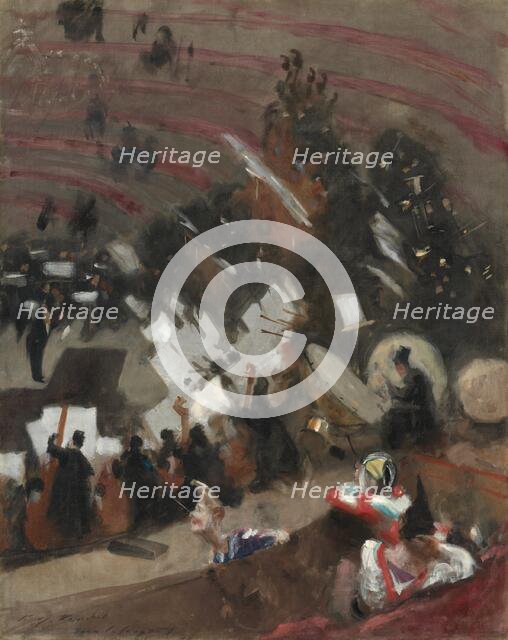 Rehearsal of the Pasdeloup Orchestra at the Cirque d'Hiver, c. 1879. Creator: John Singer Sargent.