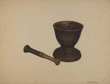 Mortar and Pestle, c. 1940. Creator: Paul Poffinbarger.