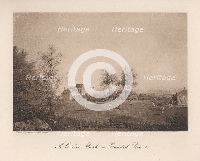 A cricket match on Bansted Downs, Surrey, 19th century (1912). Artist: Unknown