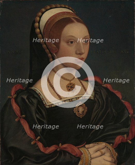 Portrait of a Young Woman (Catherine Howard), ca. 1540-1545. Artist: Holbein, Hans, the Younger, Workshop of  