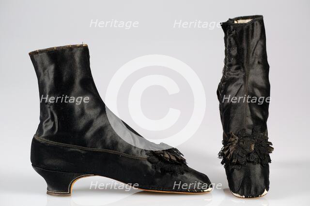 Evening boots, French, 1855-65. Creator: Defossee.