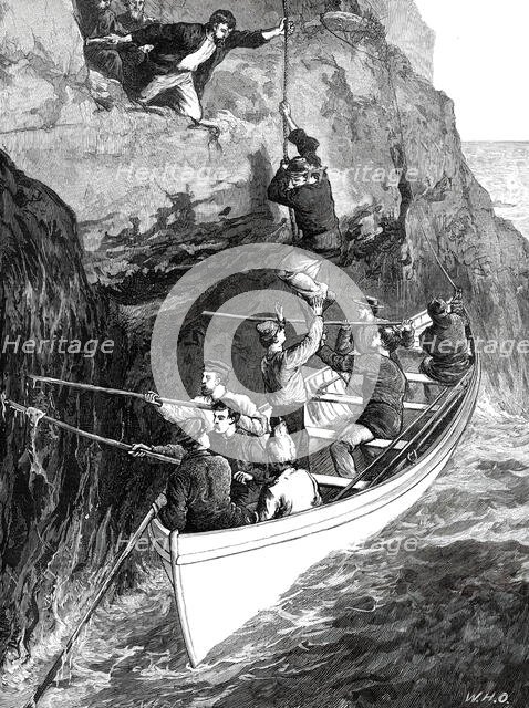 The Wreck of the Strathmore: taking the Survivors from the Island...1876. Creators: W. J. P., W. H. O..