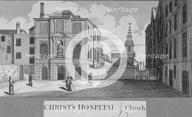 Christ's Hospital with Christ Church in the background, City of London, 1750. Artist: Taylor