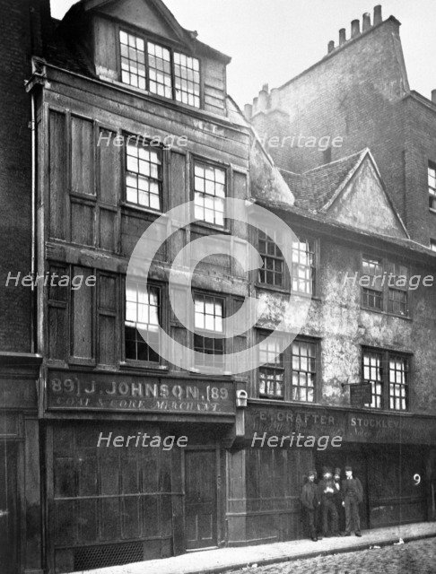 Old houses in Drury Lane, Camden, London. Artist: Unknown