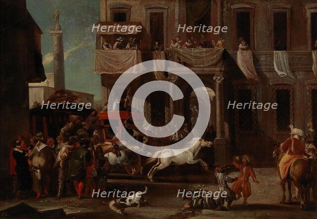 The Race of the Berber Horses in Rome . Creator: Miel, Jan (1599-1664).