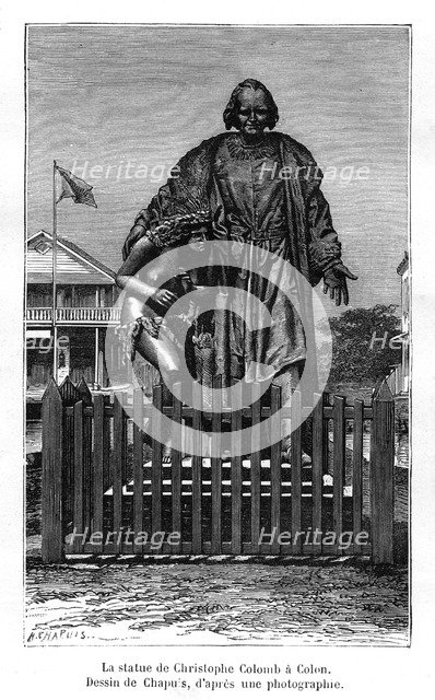 Christopher Columbus statue, Colón, Panama, 19th century. Artist: Chapuis