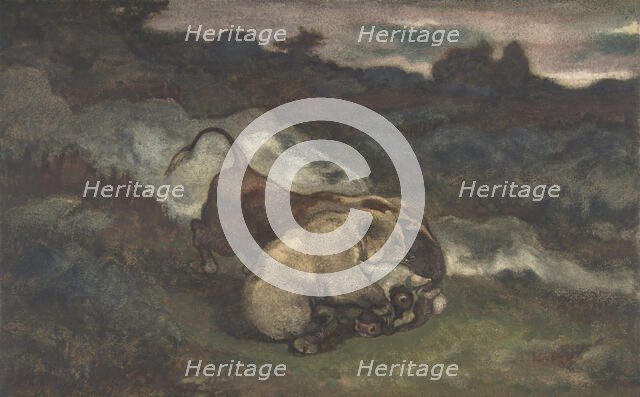 Bear Killing a Bull, 1810-75. Creator: Antoine-Louis Barye.