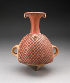 Vessel (Aryballos) with Textile Pattern and Spout Modeled as a Head, A.D. 1200/1450. Creator: Unknown.