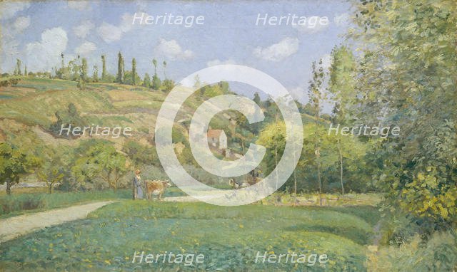A Cowherd at Valhermeil, Auvers-sur-Oise, 1874. Creator: Camille Pissarro.