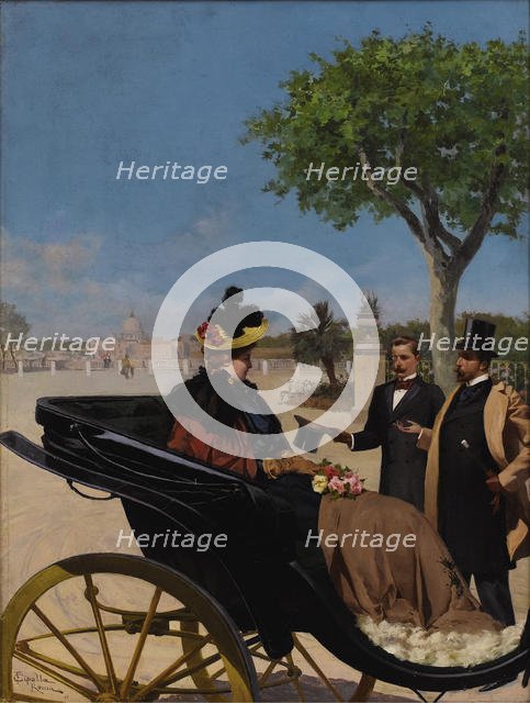 Arrival at the Villa Borghese , 1878. Creator: Cipolla, Fabio (1854-1914).