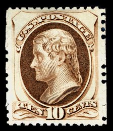 10c Thomas Jefferson special printing single, 1875. Creator: Continental Bank Note Company.