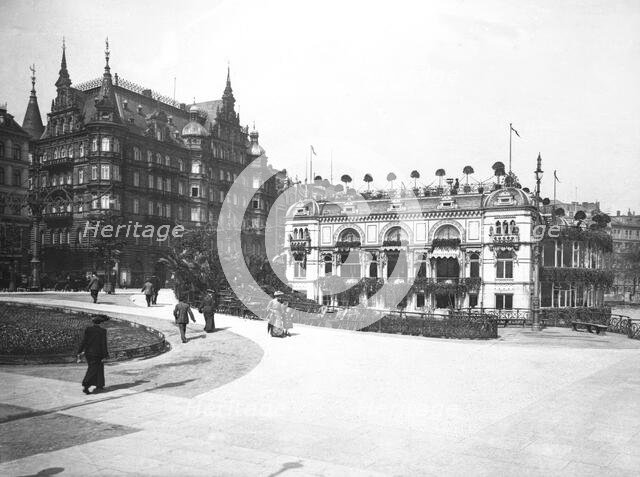 Hamburg. Alster-Pavillion and Hotel Hamburger, 1904. Creator: Unknown.