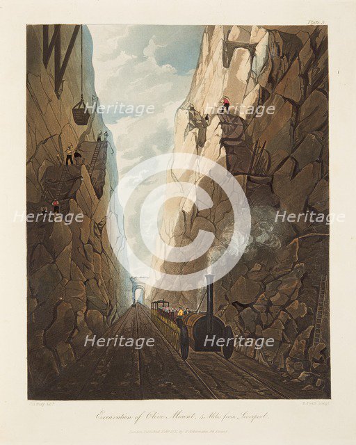 'Excavation of Olive Mount, 4 miles from Liverpool', 1831. Artist: Thomas Talbot Bury.