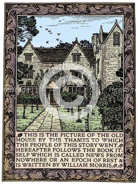 Kelmscott Manor, Gloucestershire, frontispiece to News from Nowhere, c1892 (1901). Artist: William Morris.