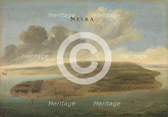 Two Views of Dutch East India Company Trading Posts: Lawec in Cambodia and Banda in the Southern Mol Creator: Johannes Vinckboons.