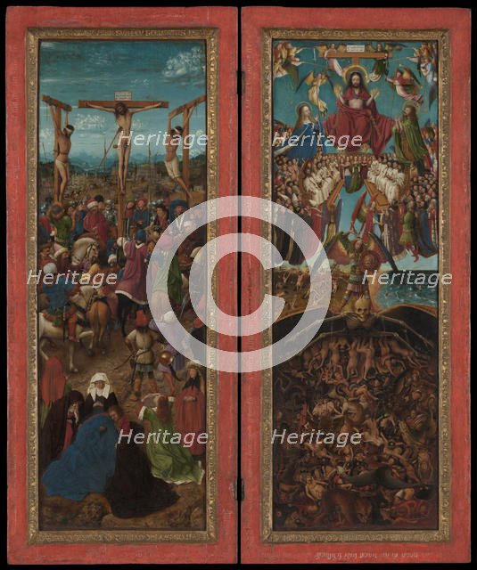 The Crucifixion; The Last Judgment, ca. 1440-41. Creator: Jan van Eyck.