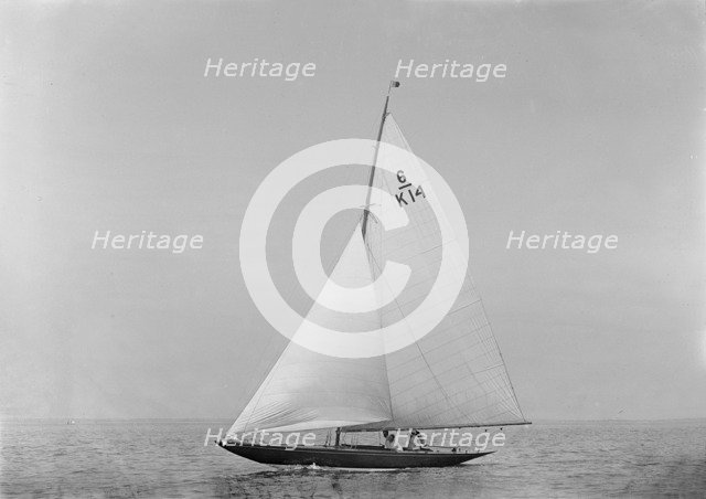 The 6 Metre sailing yacht 'Margaret' (K14) sailing close-hauled, 1921. Creator: Kirk & Sons of Cowes.