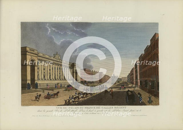 Vue du palais du prince de Galles régent, dans la grande rue de Pall-Mall, 1817-1824. Creator: Courvoisier-Voisin, Henri (1757-1830).