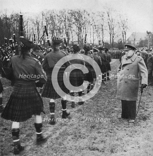'Scotties parade on German soil', 1945. Artist: Unknown.
