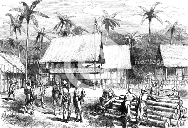 The Expedition against the Malays of Perak: officers' quarters, Campong Boyah, 1876. Creator: C.R..