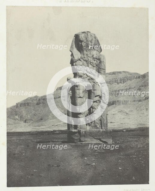 Gournah, Colosse Monolithe d'Aménôpht III; Thèbes, 1849/51, printed 1852. Creator: Maxime du Camp.