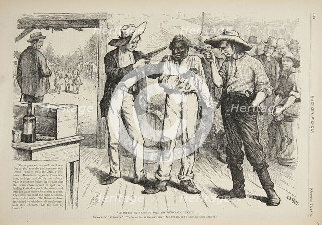 Of Course He Wants to Vote the Democratic Ticket, 1876. Artist: Frost, Arthur Burdett (1851-1928)