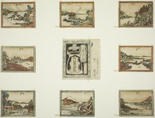 Eight Views of Omi in Etching Style (Doban Omi hakkei) and cover sheet, Japan, 1804/16. Creator: Hokusai.