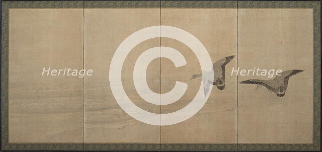 Geese Over a Beach, Edo period, 18th century. Creator: Maruyama Okyo.