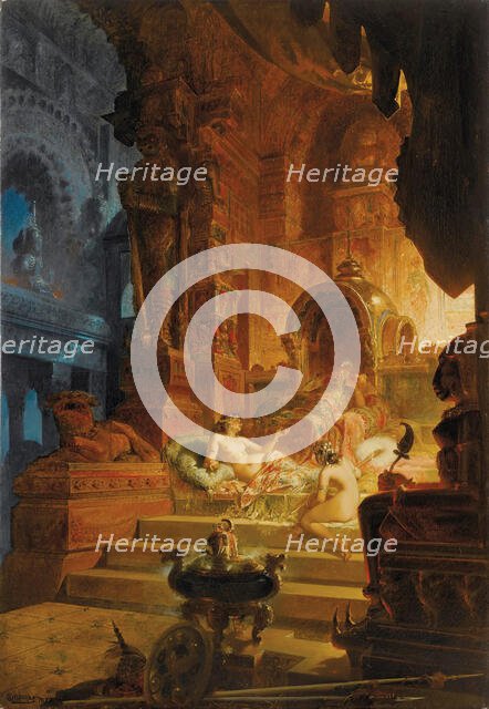 Scheherazade and the Sultan , 1878. Creator: Choubrac, Alfred (1853-1902).