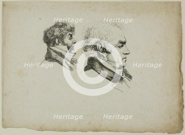 Profile Portrait of the Printers Brunet and Lasteyrie, 1816. Creator: Vivant Denon.