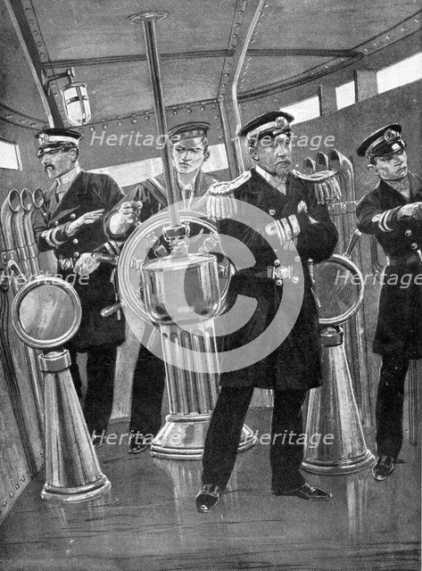 Heihachiro Togo on his flagship, Japanese naval commander, Russo-Japanese War, 1904-5. Artist: Unknown