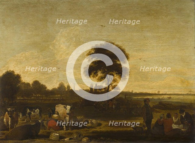 Landscape with Herdsmen and Cattle, c1630-1680. Creator: Cornelis Saftleven.