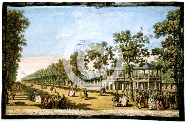 'View of the Grand Walk etc in Vauxhall Gardens taken from the Entrance', London, c1760. Artist: Edward Rooker