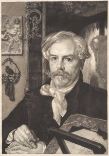 Portrait of Edmond de Goncourt (1822-1896), 1882. Creator: Bracquemond, Félix (1833-1914).