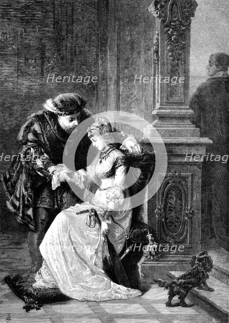 "Henry VIII. and Anne Boleyn" by G.F. Folingsby, National Gallery of Art, Melbourne, Australia, 1880 Creator: Unknown.