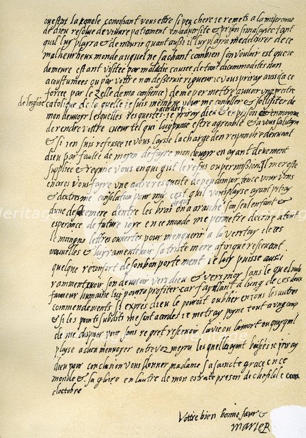 Letter from Mary Queen of Scots to Queen Elizabeth I, Sheffield, 29 October 1571.Artist: Mary Queen of Scots