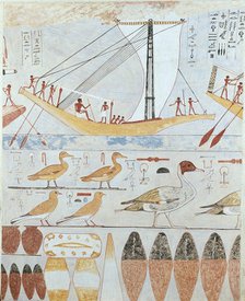 Copy of wall painting from a private tomb of Kaemankh, (III, 295), 20th century. Artist: Anna (Nina) Macpherson Davies.