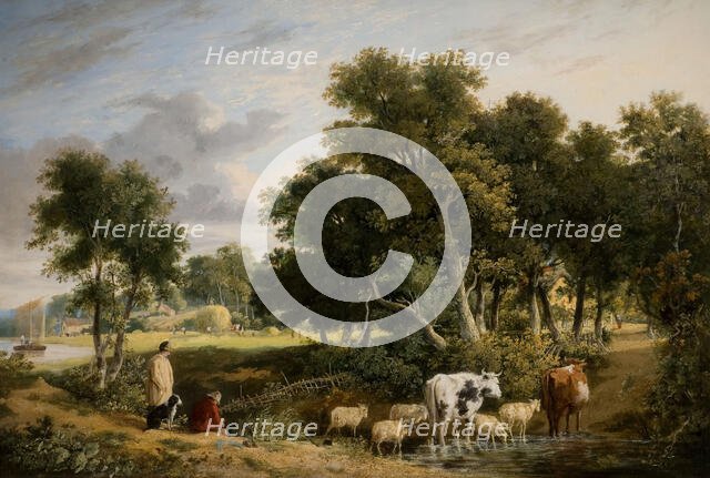 Landscape - Cattle Crossing A Stream, 1831. Creator: George Vincent.