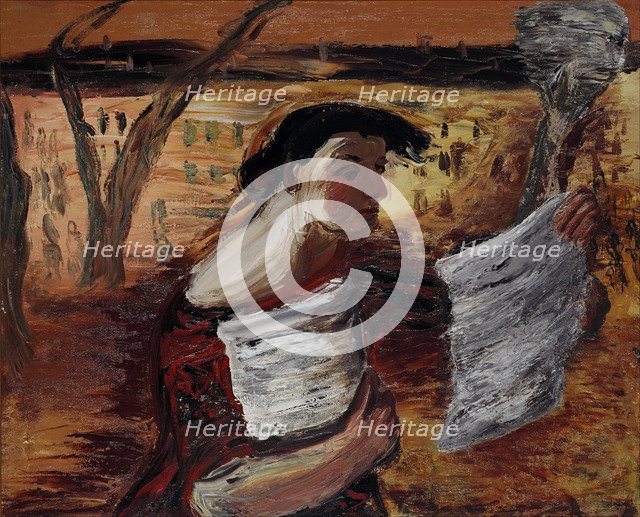 Woman with Leaflets, 1933. Artist: Drevin, Alexander Davidovich (1889-1938)