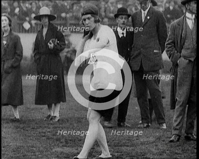 Female British Shot Putter at the Women's World Games, 1922. Creator: British Pathe Ltd.