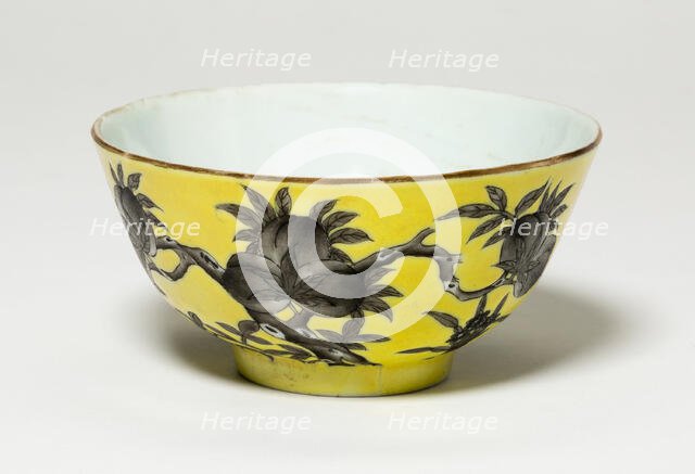 Cup with Peaches, Qing dynasty (1644-1911), Guangxu period (1875-1908), c. 1894. Creator: Unknown.