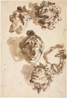 Five Grotesque Heads, second half 1700s. Creator: Gaetano Gandolfi (Italian, 1734-1802).