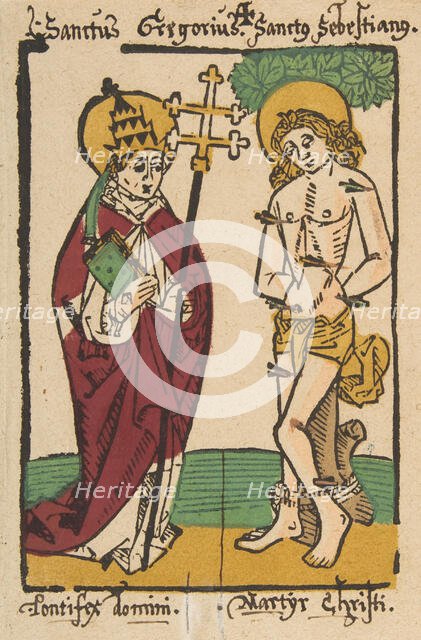 St. Gregory and St. Sebastian (Schr. 1493x), 15th century., 15th century. Creator: Anon.