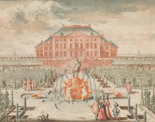 ’t Konings Huis van de Tuin-zyde, met de Fontein van Venus, in: Tooneel Der Voornaamste N..., n.d.. Creator: Lorenz Scherm.