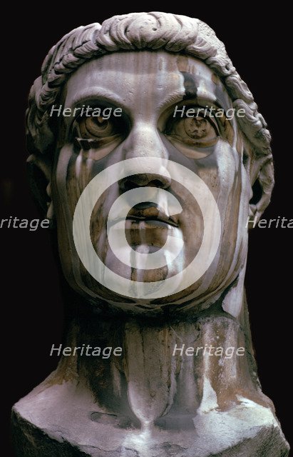 Stone head of a colossal statue of Constantine I, 3rd century. Artist: Unknown