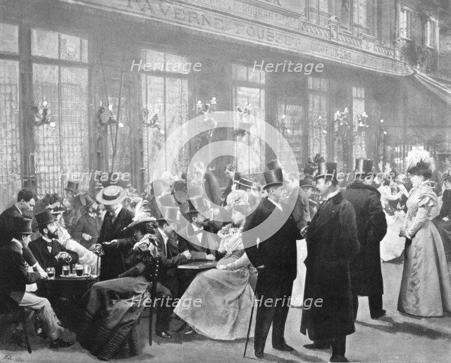 'La Sortie Des Theatres - L'Heure Du Chocolat', 1900. Artist: Unknown.