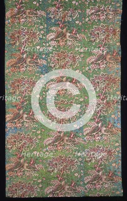 Plum Trees and Pheasants (Furnishing Fabric), England, c. 1830/40. Creator: Bannister Hall Print Works.