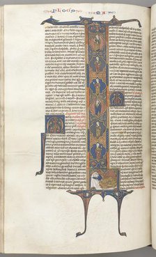 Fol. 391v, Matthew, full-length historiated initial L, the Tree of Jesse, with a sleeping Jesse…, c. Creator: Unknown.