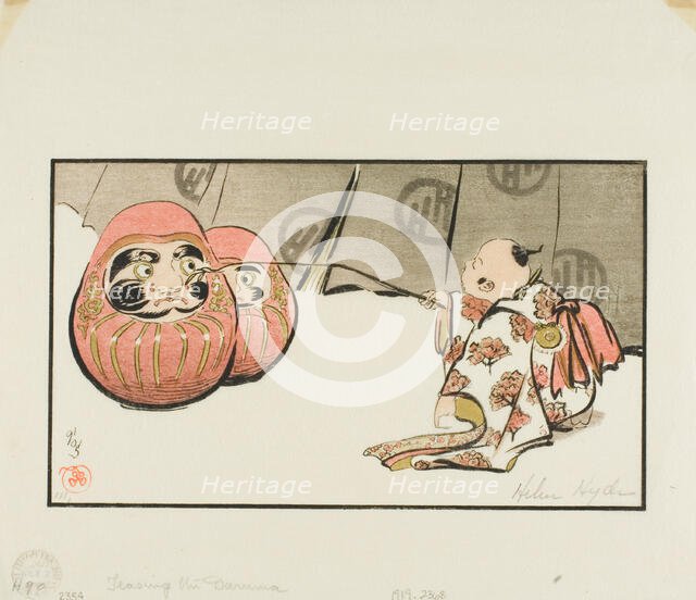 Teasing the Daruma, 1905. Creator: Helen Hyde.